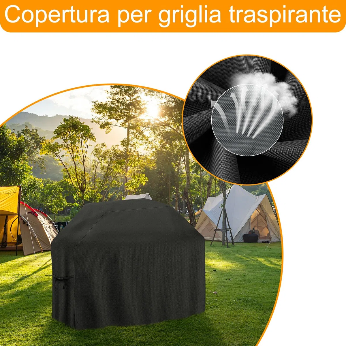 Copertura Barbecue da Esterno 133x67x10 cm, Telo Copri Barbecue Impermeabile, Copertura per griglia resistente impermeabile, copertura per barbecue con cinghie regolabili per Weber, Genesis, Charbroil