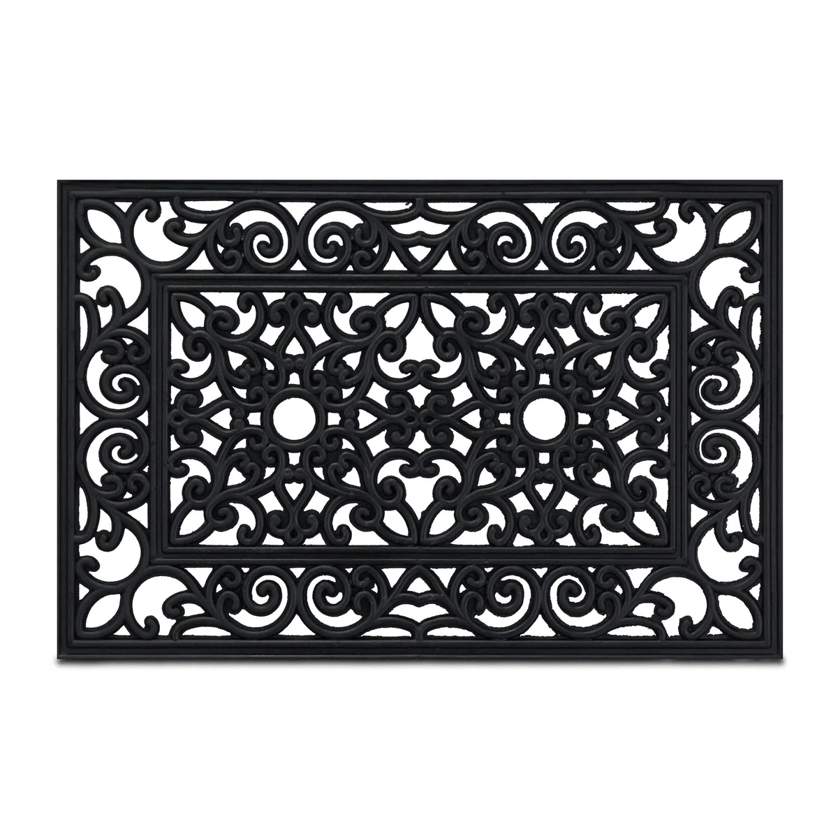 Relaxdays Zerbino in Gomma, Effetto Ghisa, 60x40 cm, Antiscivolo, Impermeabile, Tappetino Entrata, Indoor&Outdoor, Nero, 1 pz