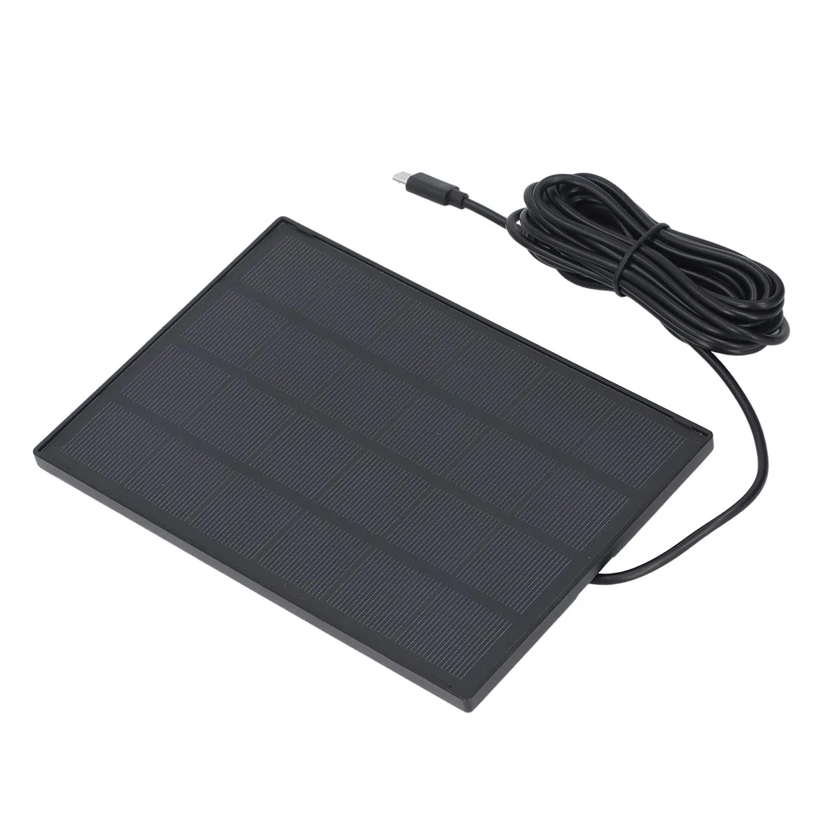 Pannello solare 5W 5V per telecamera di sicurezza IP66 Caricabatterie wireless esterno impermeabile con staffa regolabile Interfaccia USB tipo C Cavo da 3 metri