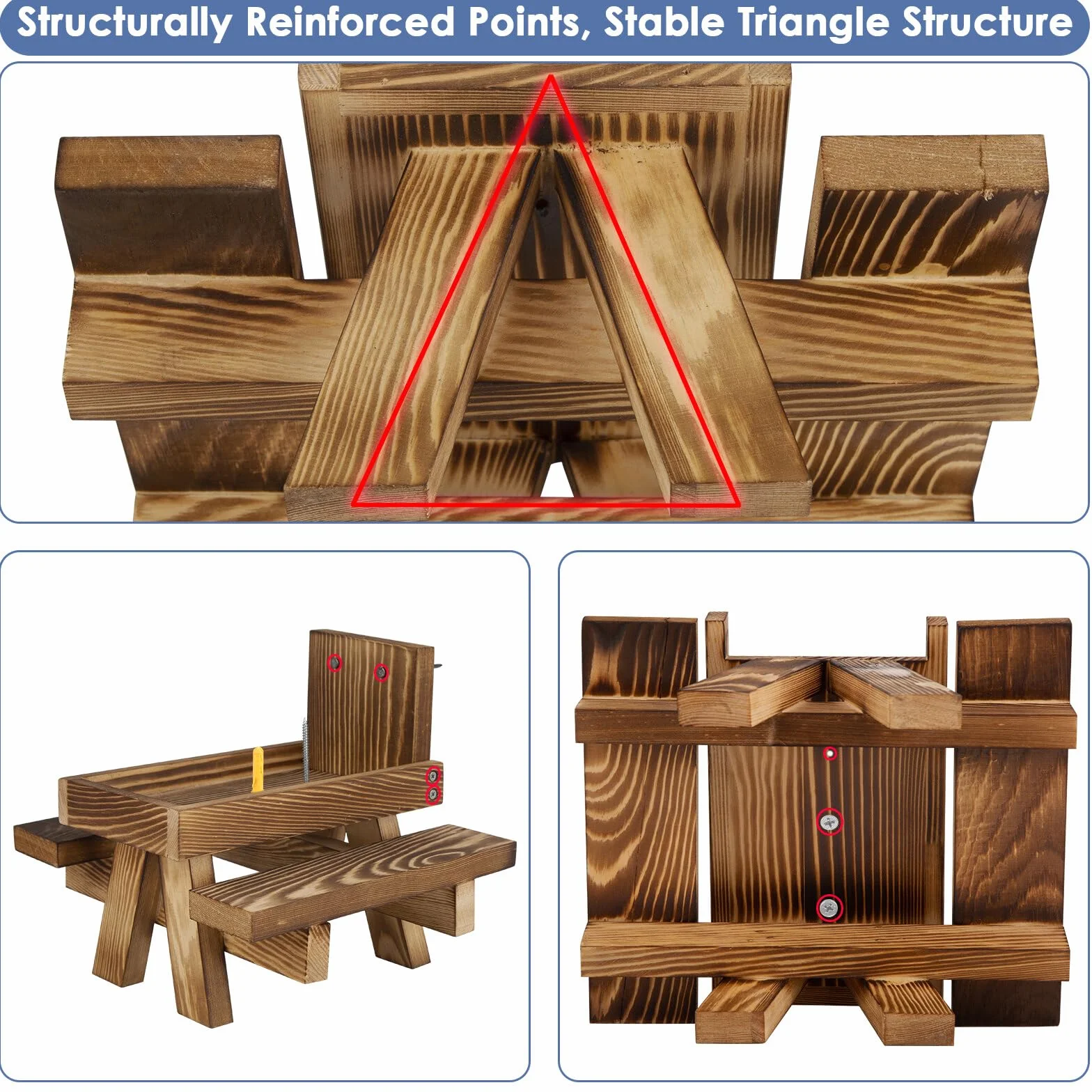 Mangiatoia per scoiattoli, mangiatoia per scoiattoli, in legno, divertente, per scoiattoli, uccelli, scoiattoli, con ombrello, per giardino, cortile, albero