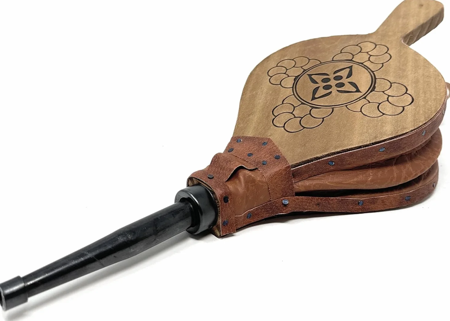 Soffietto per Camino e Barbecue - Soffietto Manuale per Camino - Soffiatore Barbecue - Camino in Legno Naturale - Soffietto per Camino a Legna - Porta Soffietto in Legno - 43 cm