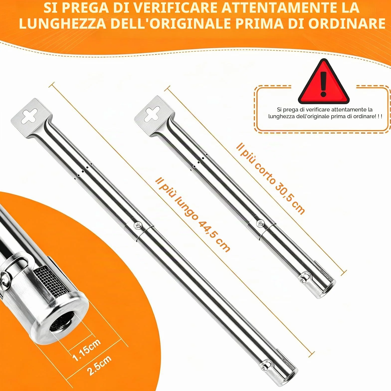 GFTIME Ricambio universale per Charbroil, Barbecook Vanilla, Barbecook 300 Barbecue a gas, Tenneker TG4, bruciatore da 31 a 45 cm, copertura bruciatore da 37 cm e crossover, distributore fiamma