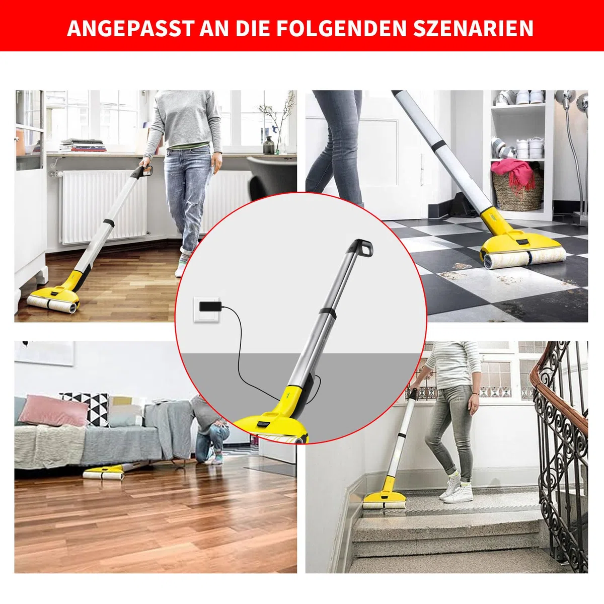 MEROM Caricatore da 9,5 V, compatibile con Kärcher EDI 4, alimentatore di rete per Mobile Outdoor Cleaner OC 3, tergicristallo a batteria FC 3 Cordless Premium e EWM 2, pulitore di ricambio
