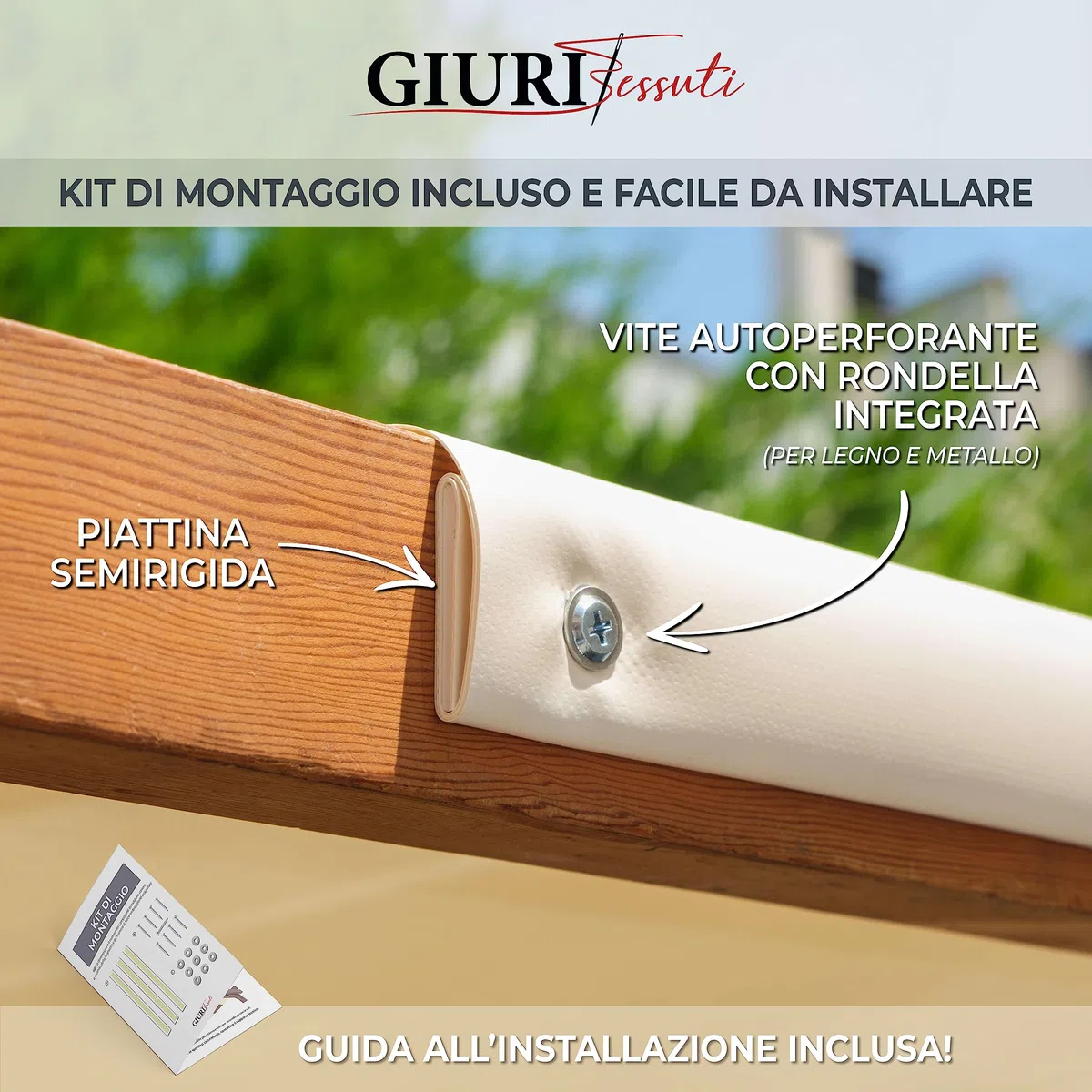 Giuri Tessuti - Fasce in PVC Pieno per Copertura ad Onda di Gazebo e Pergola - Telo ombreggiante ignifugo (Panna, 45x350cm)