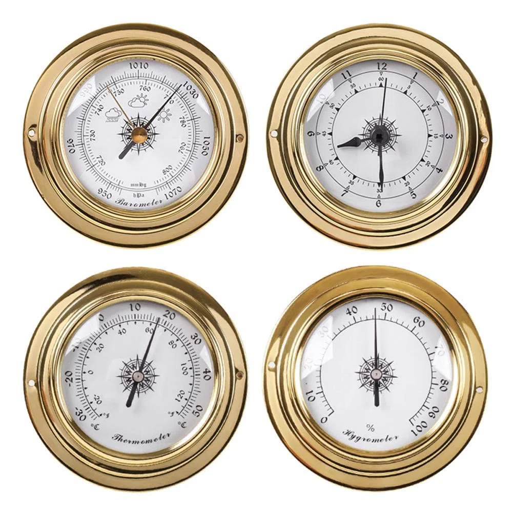 Barometro termometro igrometro,4pcs combinazione barometro,Stazione meteo Shell di rame,Barometro montato a parete