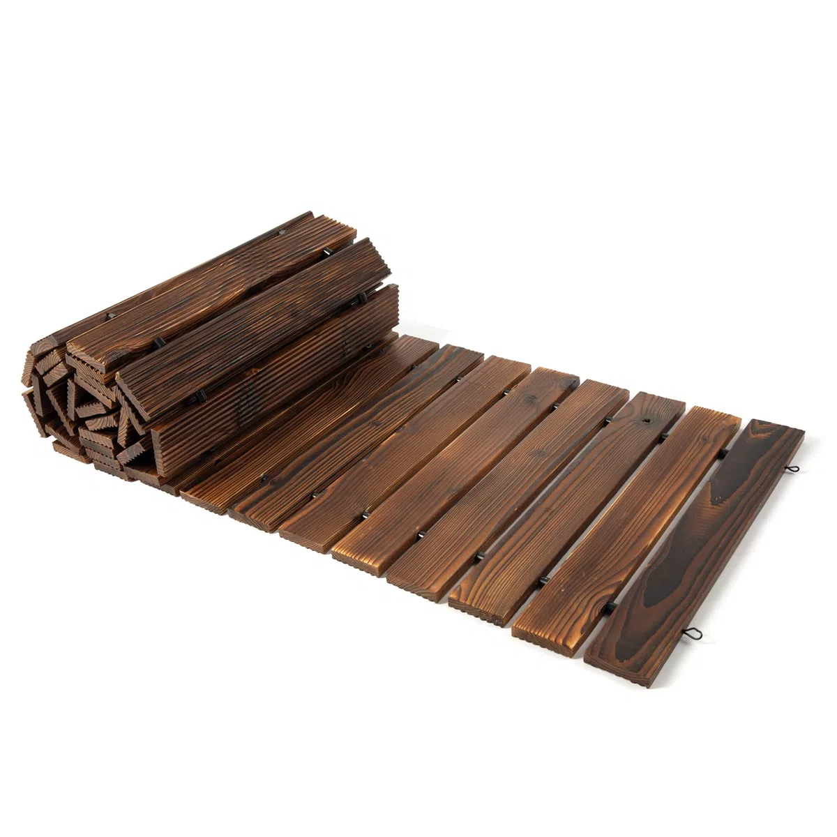 Icoget Sentiero da giardino in legno, 2,4 m, resistente alle intemperie, passerella all'aperto con superficie antiscivolo, sentiero rustico per terrazza, spiaggia, festa di matrimonio (dritto)