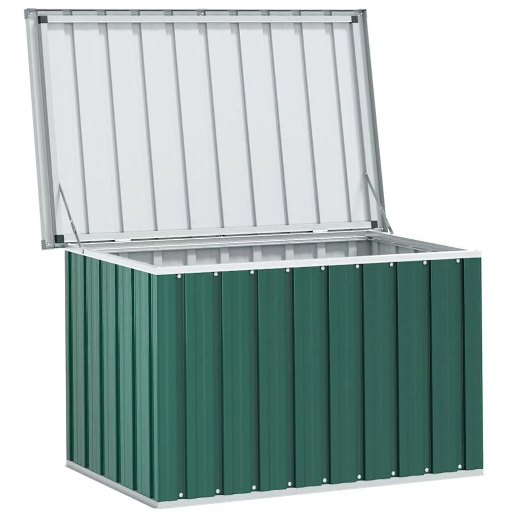 Contenitore da giardino verde, 109 x 67 x 65 cm, elegante e spazioso, in robusto acciaio zincato, per interni ed esterni, ideale per cuscini, attrezzi, giocattoli