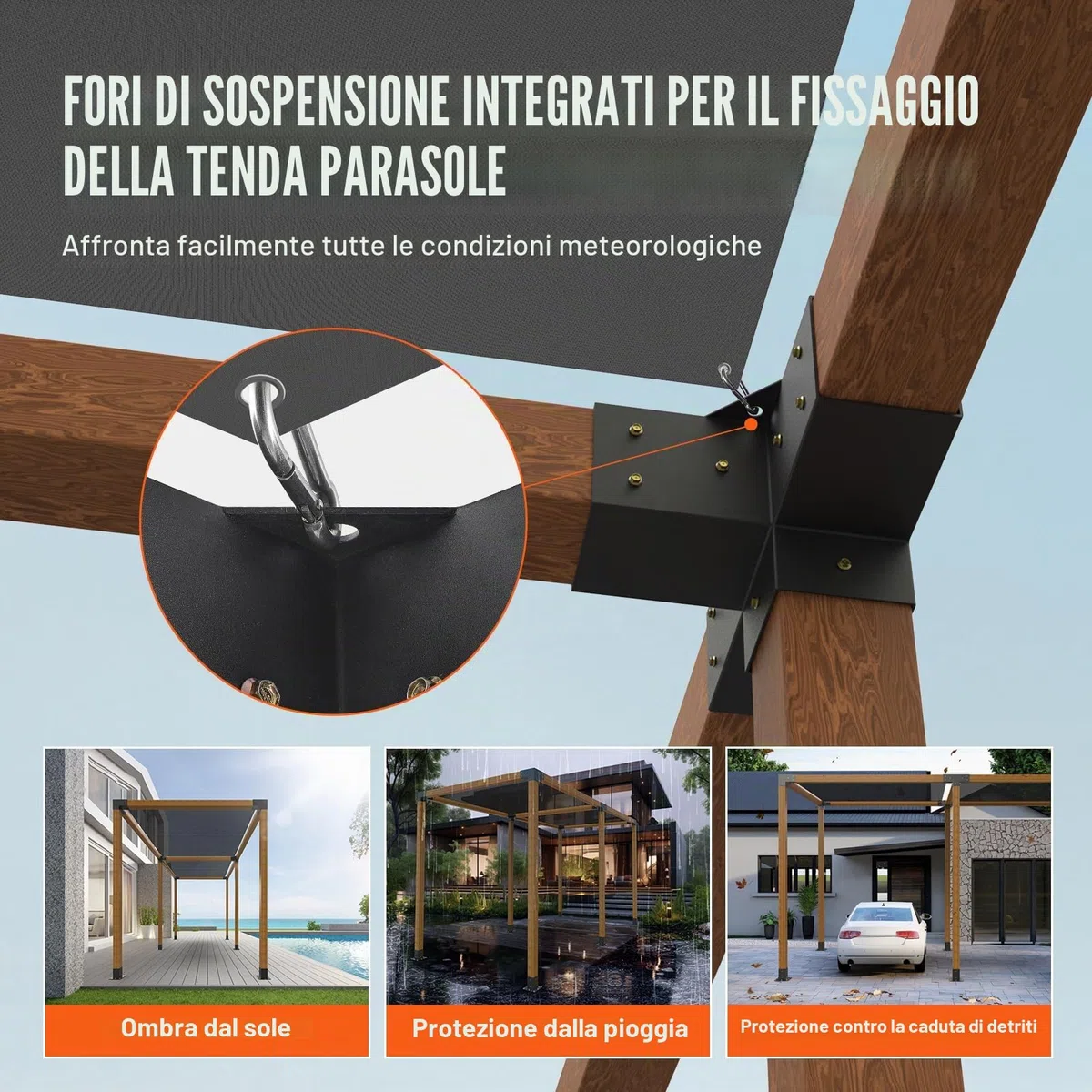 VEVOR Kit Staffe per Pergola 10x10 cm Supporto per Pali in Legno da Carpenteria 2 Staffe Angolari a 4 Vie Kit per Travi Fai da Te per Gazebo, Pergolati da Patio, Cabine, Kit Staffe per Pergola 2 pz