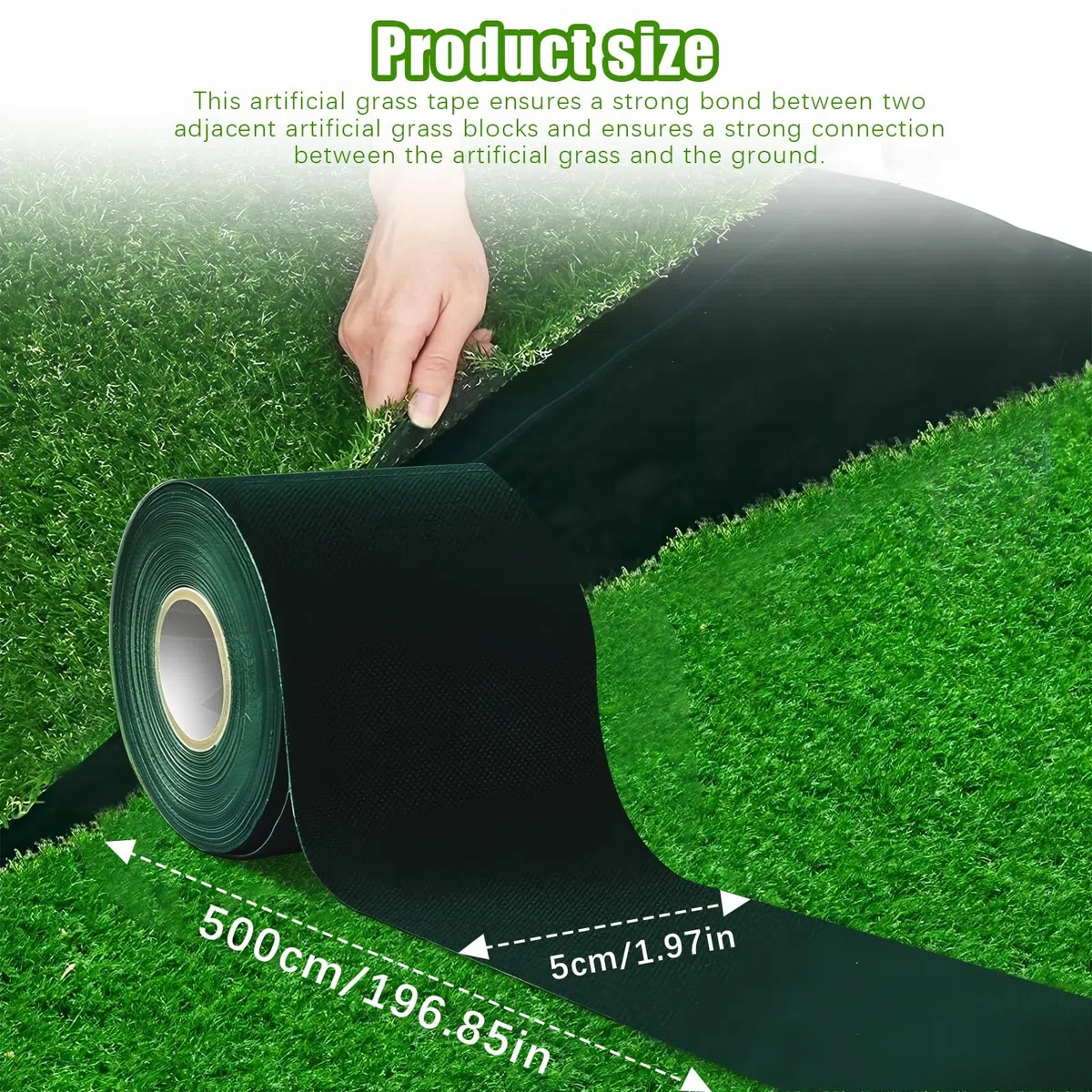Confezione da 2 nastri biadesivi resistenti per erba artificiale 50 mm x 5 m nastro adesivo per prato e uso esterno