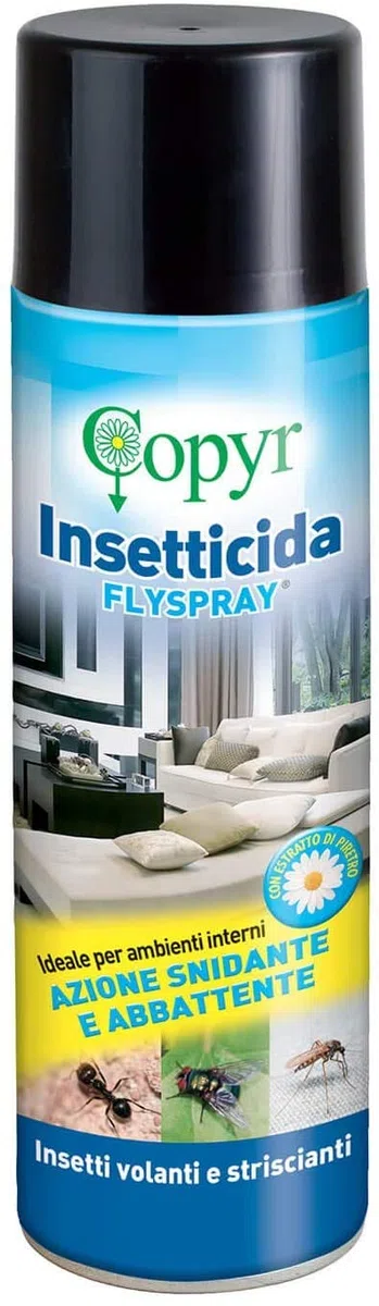 COPYR | Flyspray: Insetticida Pronto all'Uso Elimina Rapidamente Mosche, scarafaggi, formiche, Insetti delle derrate - bombola da 500 ml x 3 Pezzi