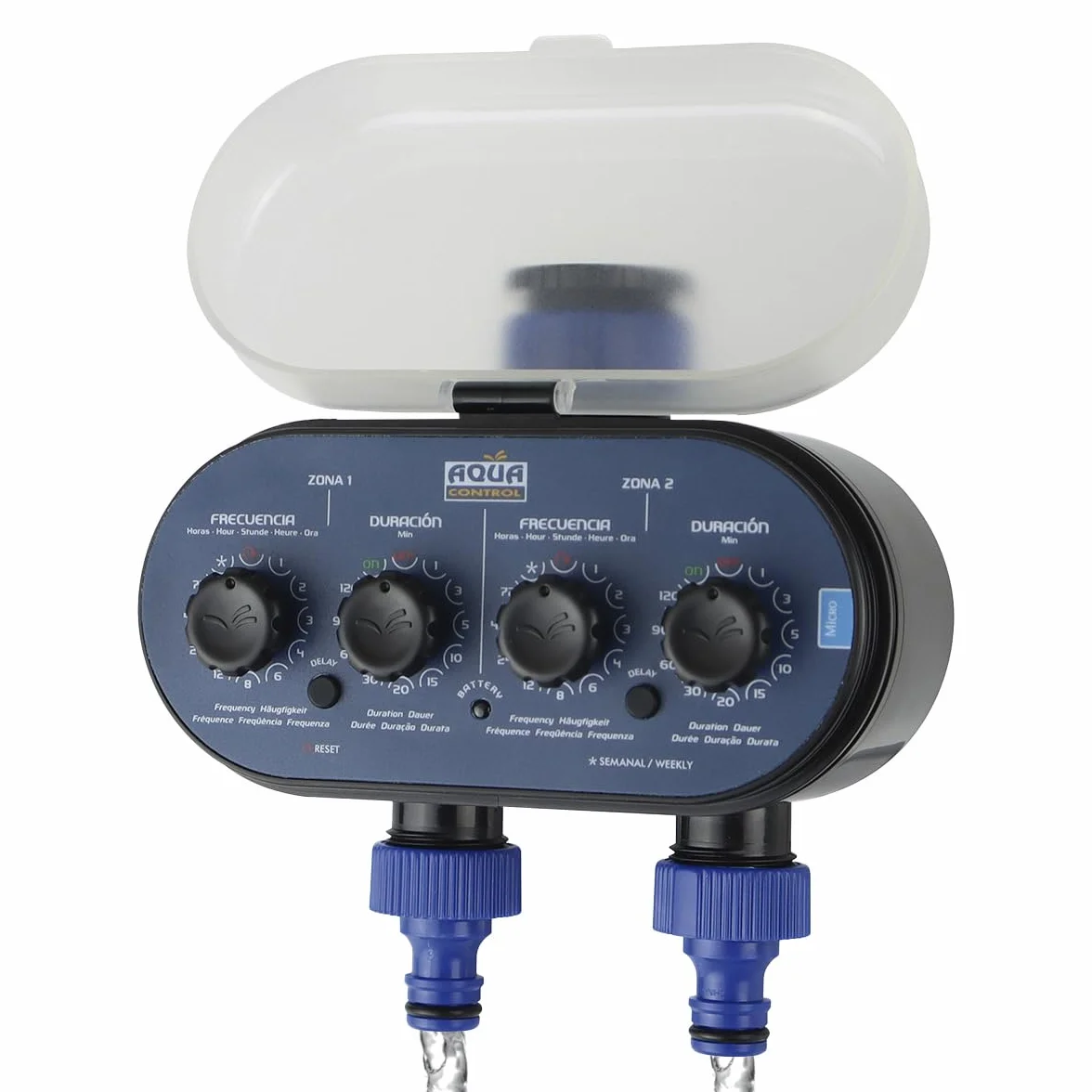 Aqua Control C4011 - Programmatore d'Irrigazione per Giardino - per Tutti i Tipi di Rubinetti - con 2 Uscite Indipendenti