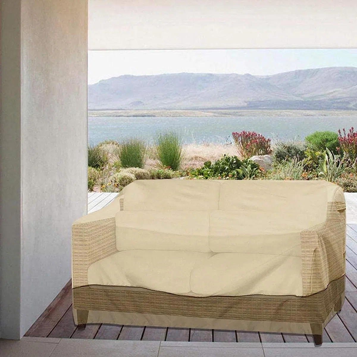 Copertura Divano Esterno Impermeabile, Copridivano Esterno, Copertura per Divano a 3 Posti Copertura di Panca Impermeabile Anti Vento Anti Polvere Copridivano da Giardino (147 x 83 x 79 cm)