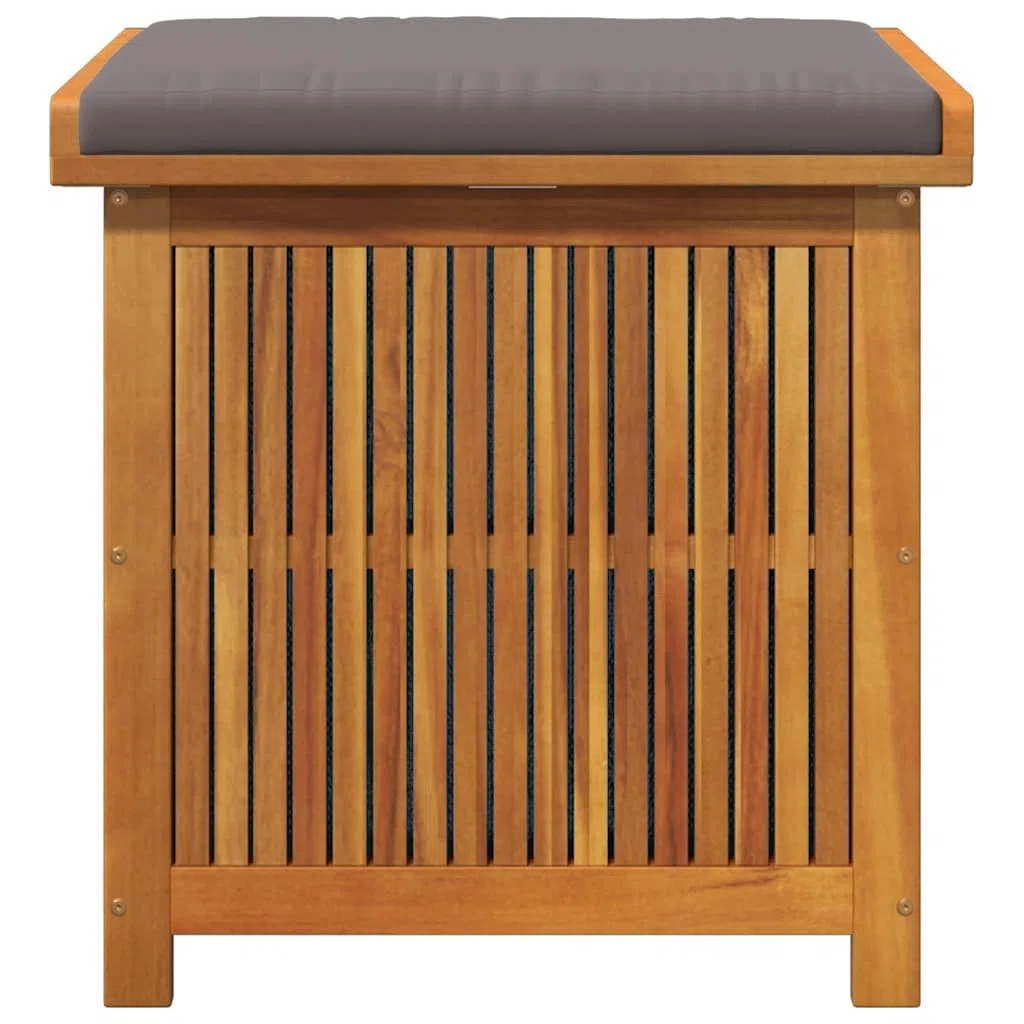 Scatola per cuscini esterni, 60 x 50 x 61 cm, acacia massiccia | Con Coperchio, Borsa Impermeabile Interno, Doghe Ventilate, Stoccaggio Giardino