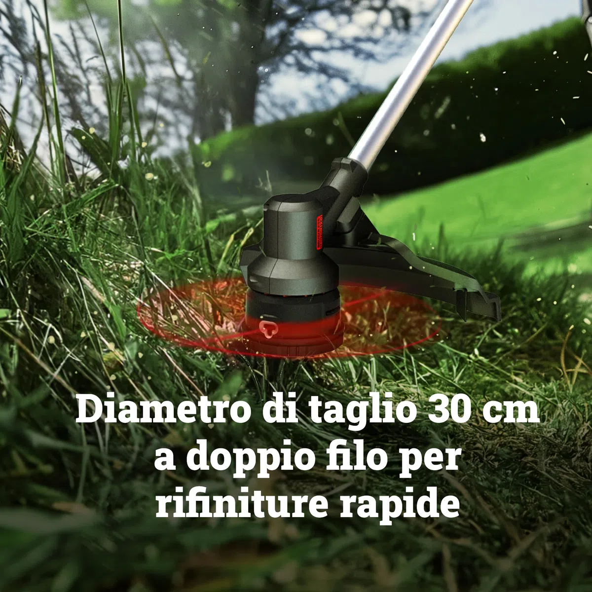WORX WG082E,9 Decespugliatore 20V da 30 cm / 25,5 cm, pesa solo 4,1 kg, fino a 65 minuti di autonomia con una singola carica, motore brushless, 1 batteria da 4,0 Ah inclusa, PowerShare