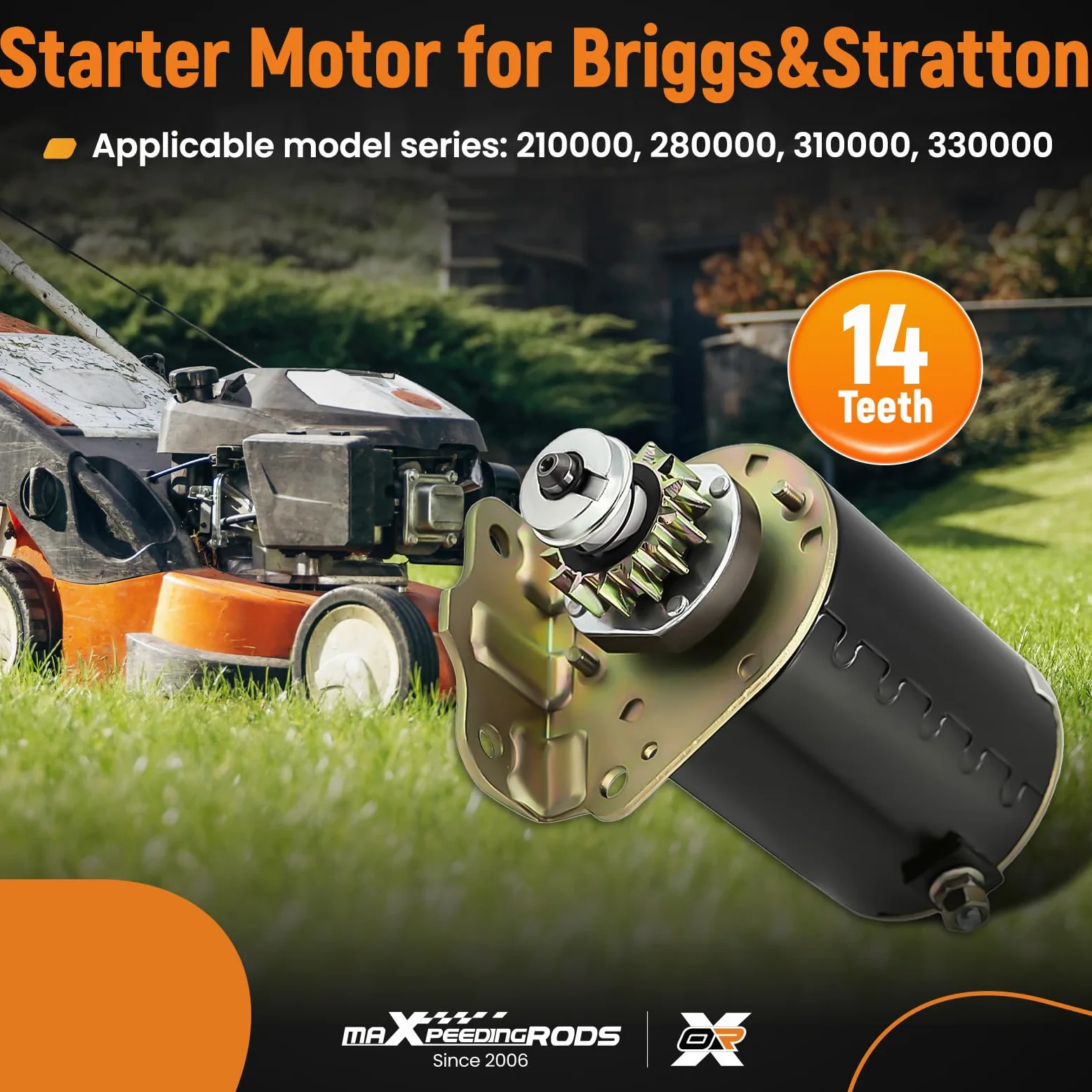 maXpeedingrods motorino avviamento per Briggs & Stratton, Motorino d'avviamento Tsaerba 12V 14 Denti Starter Motor per Cub Cadet per John Deere per Craftsman ECC. 693551 210807 215802 693552