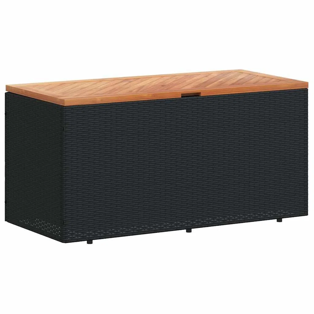 Cassapanca da Giardino, Cassapanca con Cuscino, Scatola da Giardino con Spazio di Stoccaggio, Scatola per Cuscino/Portaoggetti, Armadietto Portaoggetti, Polyrattan, Legno di (110×50×54 cm)