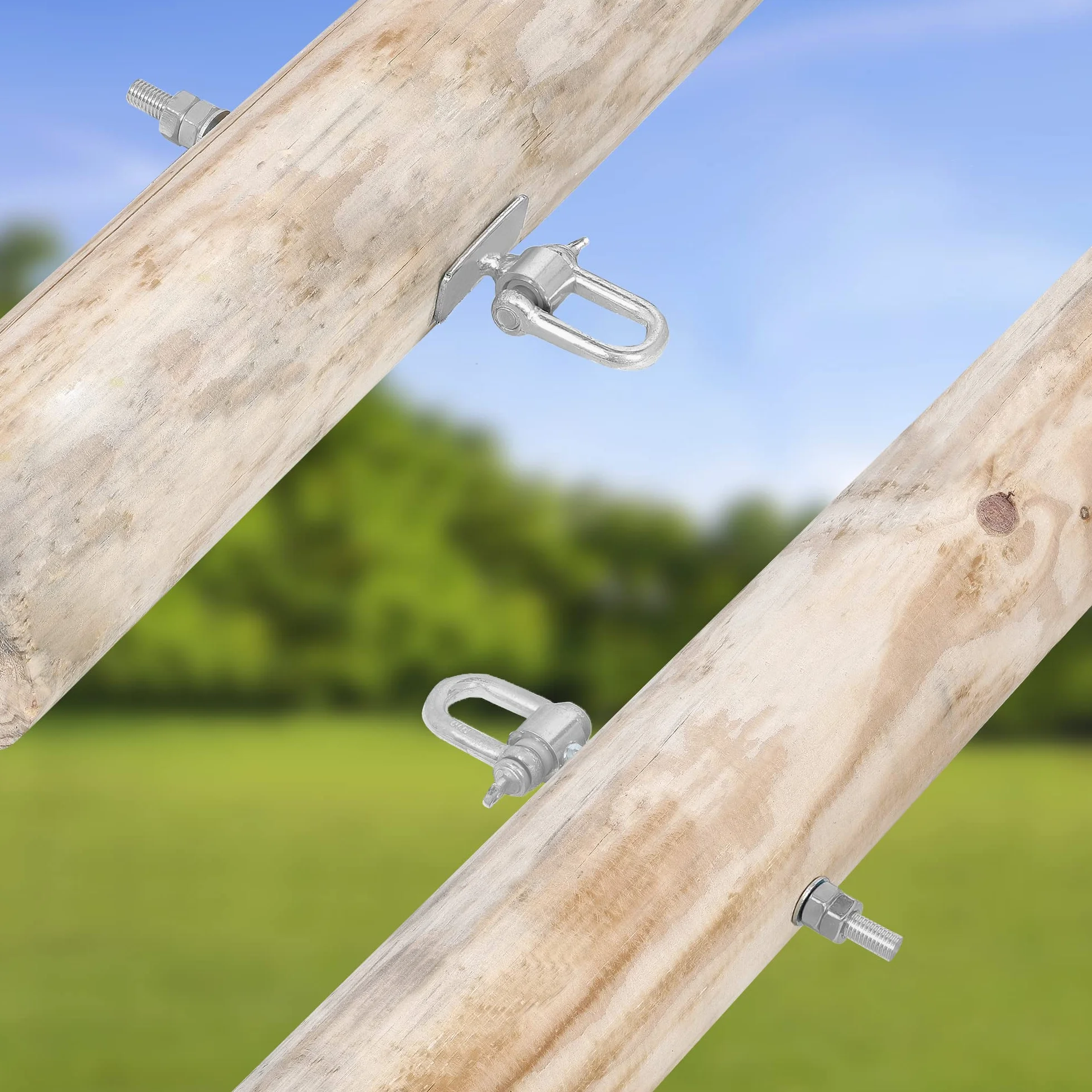 KOTARBAU® 2 pz Ganci Altalena - Acciaio Zincato - M12 x 190 mm - Argento - Gancio per Altalena Resistente - Gancio per Travi in Legno - con Dente - per Amaca - Sedia - Sospesa