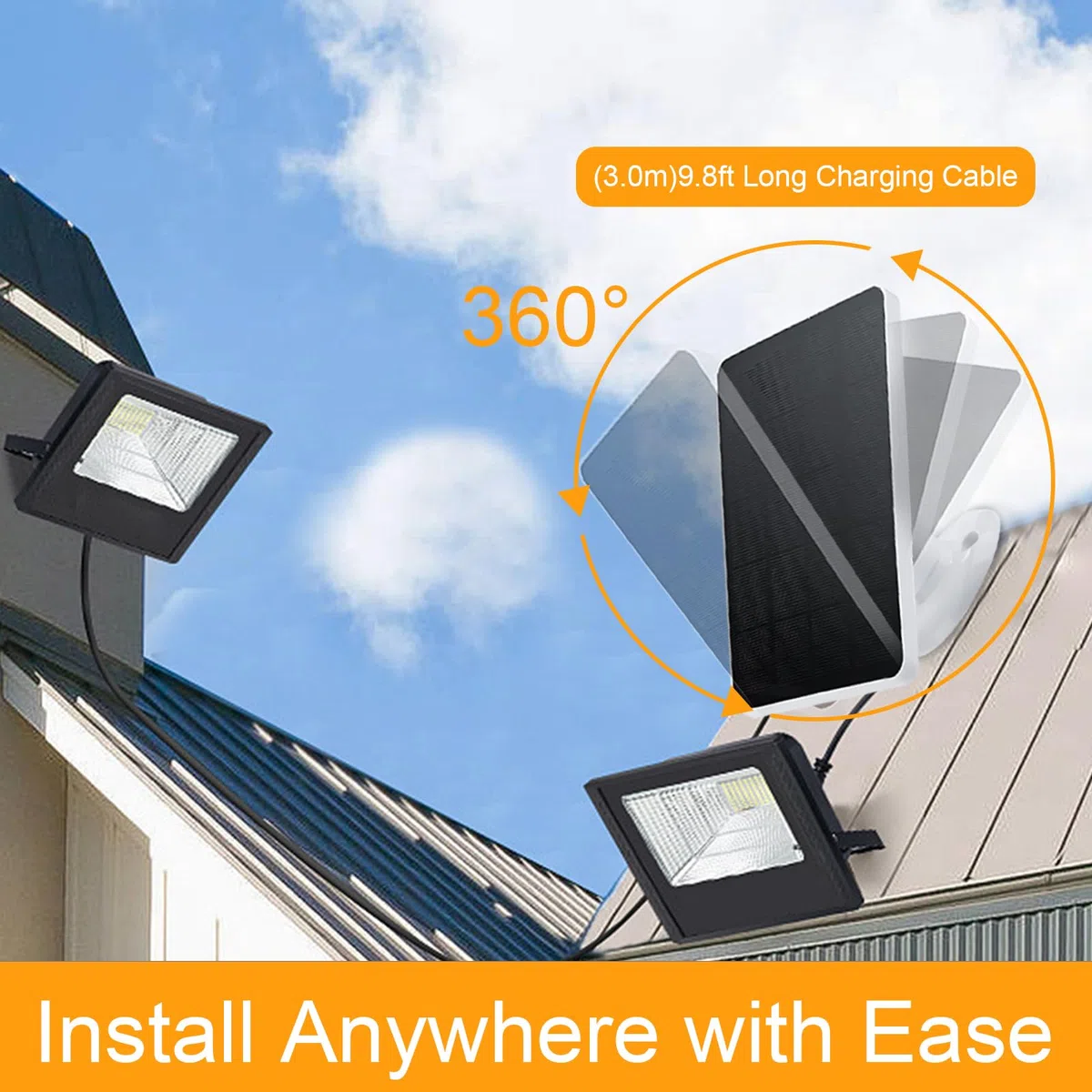 Decdeal Pannello Solare per Telecamera di Sicurezza IP6 Impermeabile Potenza Continua Regolabile a 360 Gradi con Pannelli solari di Ricarica da 10 W 5 V