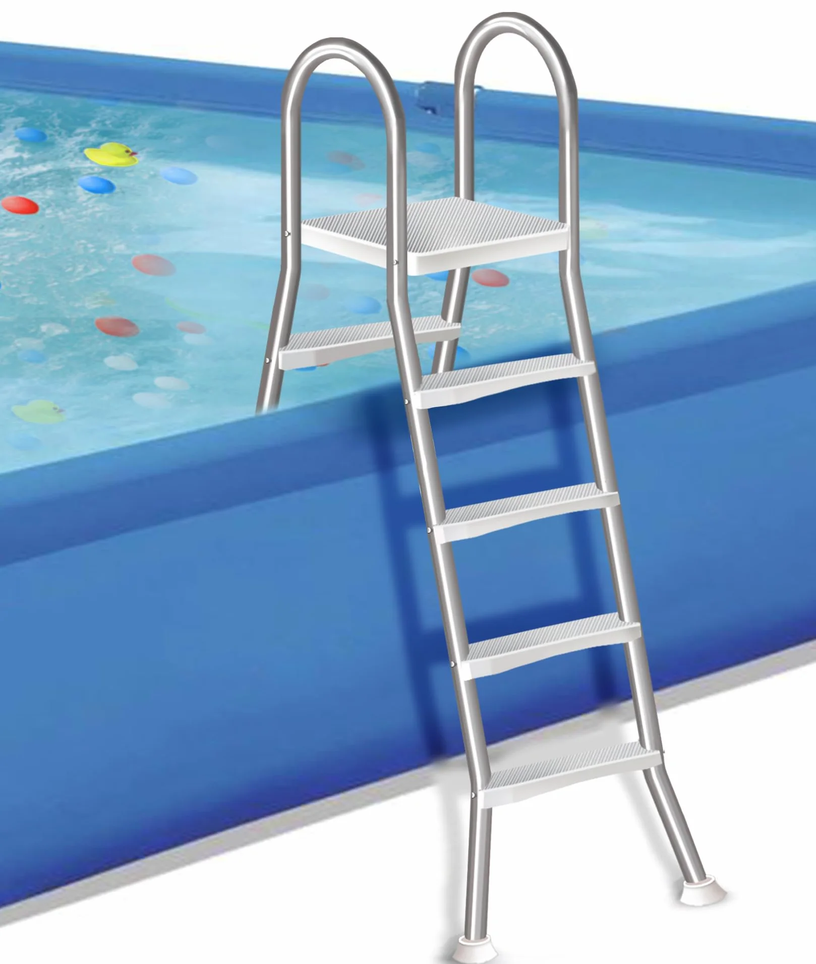 Scala stabile per piscina fuori terra, in acciaio inossidabile 304 ispessito, scale per piscina fuori terra per esterni, scala a 4 gradini per piscina, capacità 250 kg scale per piscina resistenti