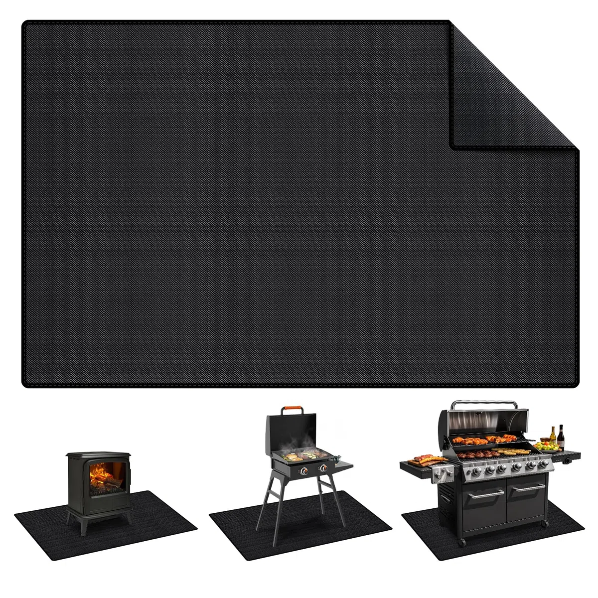 Tappetino per Barbecue da Esterno 102 x 152 cm, Tappeto Ignifugo per Barbecue, Impermeabile e Anti-Olio, Tappetino Protettivo per il Pavimento, Tappetini per Griglia Barbecue, Camino e Prato