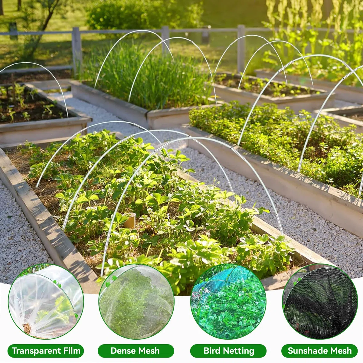 Set di 106 pezzi di supporto per piante, serre a tunnel, piante a tunnel per serra, aiuola rialzata per riga da giardino, archi a tunnel da giardino per piante
