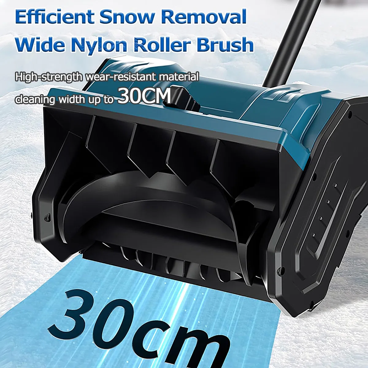 Spazzaneve senza fili, spazzaneve elettrico da 650 W, spazzaneve pieghevole 33000 giri/min, larghezza di pulizia 30 cm, distanza di lancio di 8 m e interruttore di sicurezza, pala da neve per