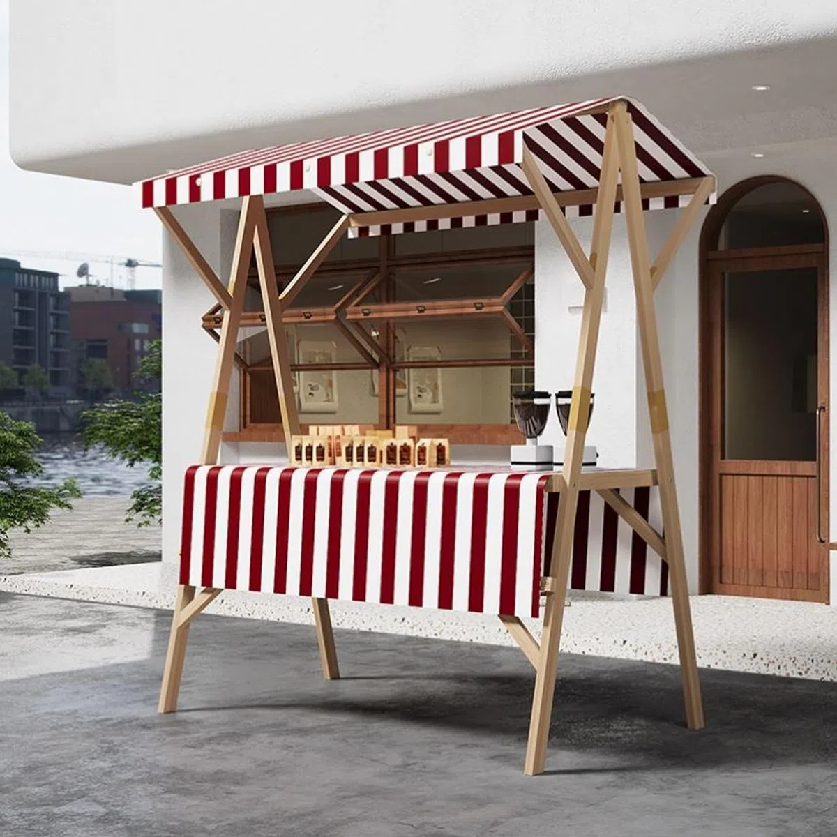 Carrello alimentare portatile con tettoia per Street Food & Event Sales - le Vendor Bancarella per festival, fiere e catering all'aperto