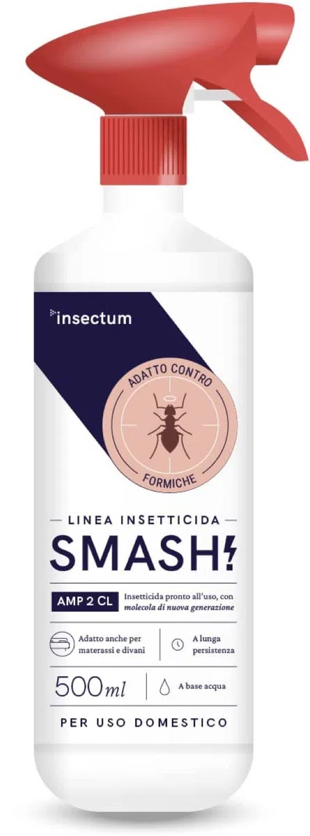 SMASH Spray Insetticida Formiche per Casa - 1x500 ml - Adatto per Ambienti con Animali Domestici. Senza Permetrina. Antiformiche per Interno Casa - Istruzioni incluse