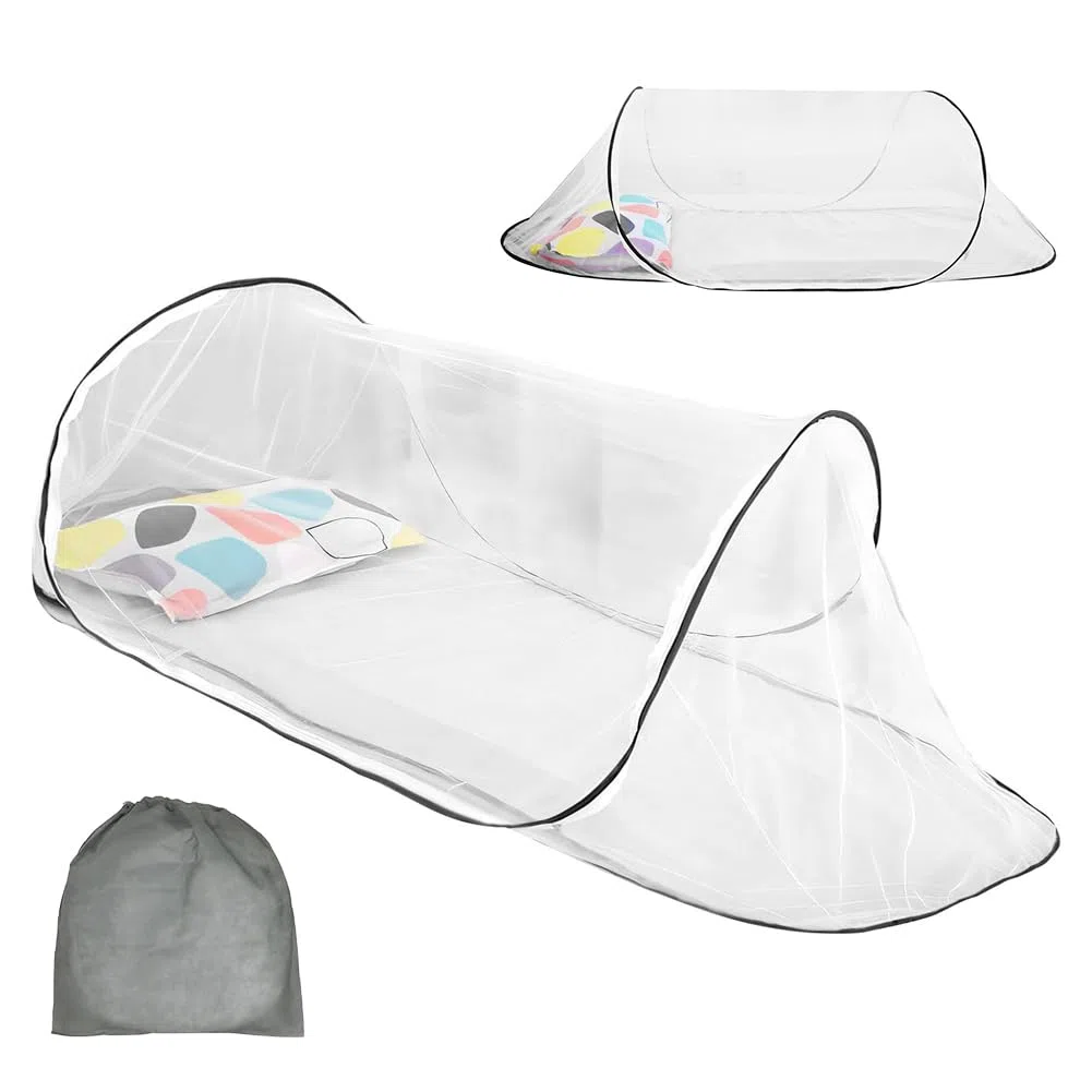 Zanzariera da viaggio pop-up e pieghevole, 200 x 80 x 56 cm, portatile, con cerniera, per letto da campeggio