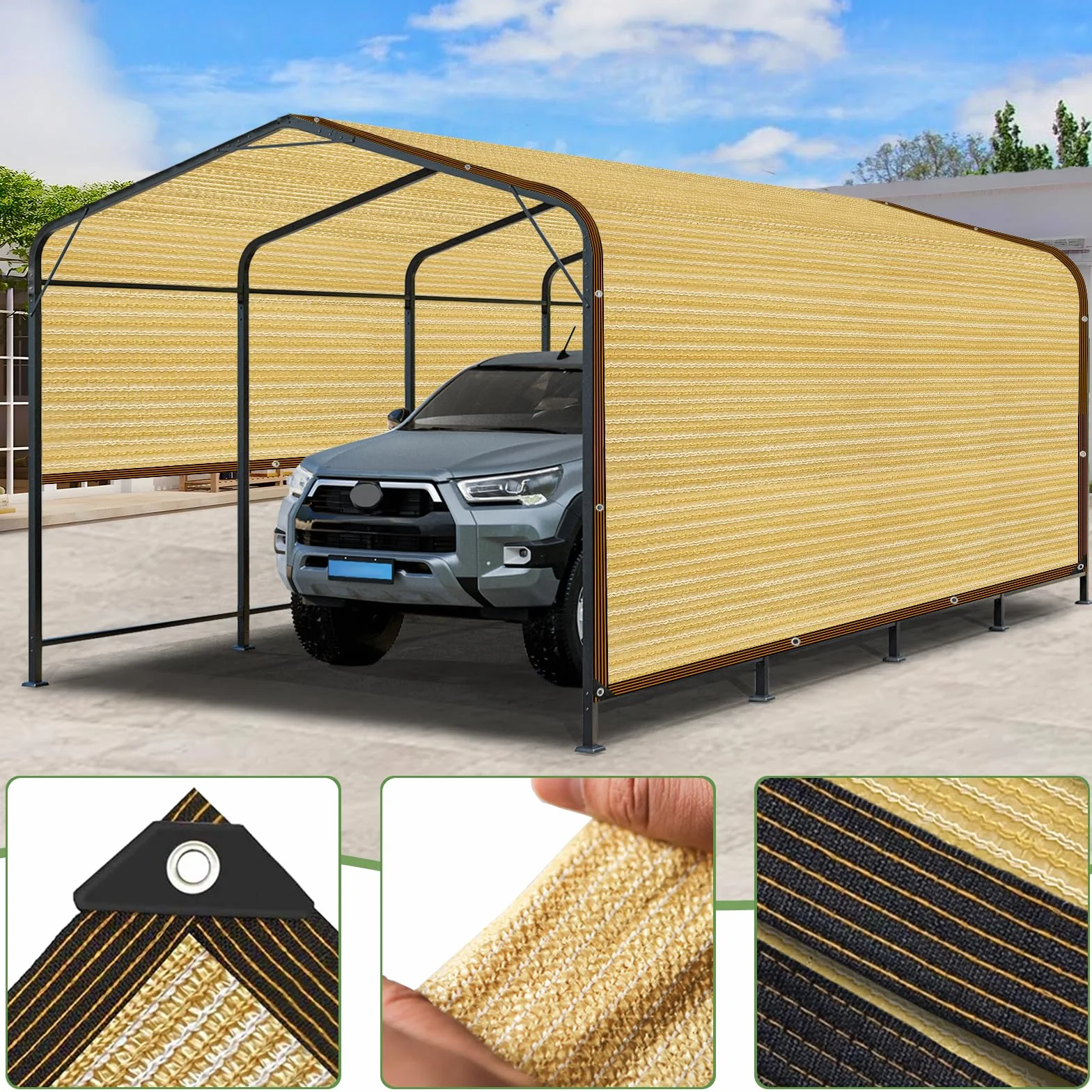 Rete ombreggiante da 1 x 3 m con fori, adatta per serre, gazebo, giardini, serre, polli, esterni, beige