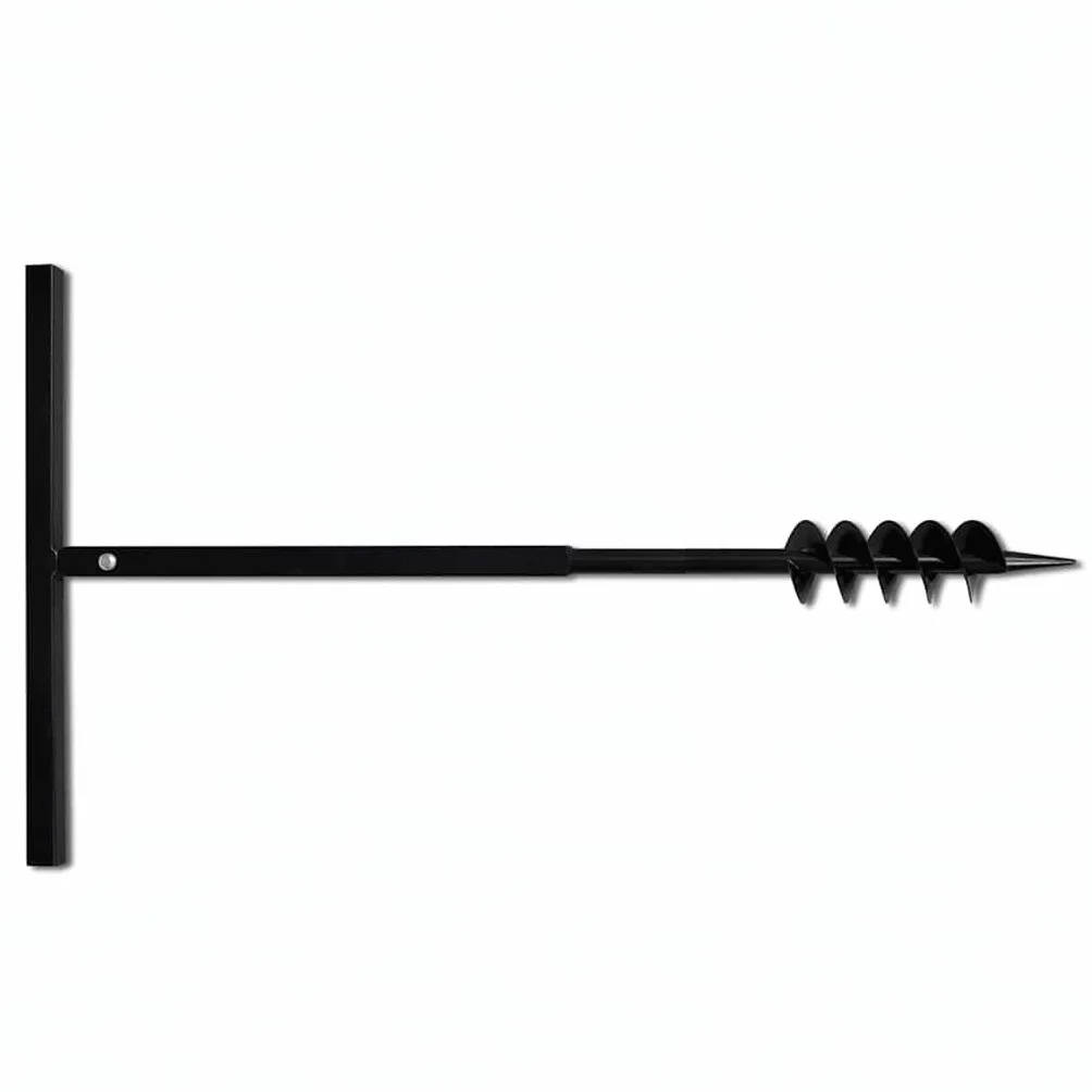 Trivella con manico e punta elicoidale da 80 mm, tubo di prolunga da 5 m in ferro robusto, trapano a mano per giardino, aiuola, piante, terra, radice, palo, bulbo, accessori per pali e