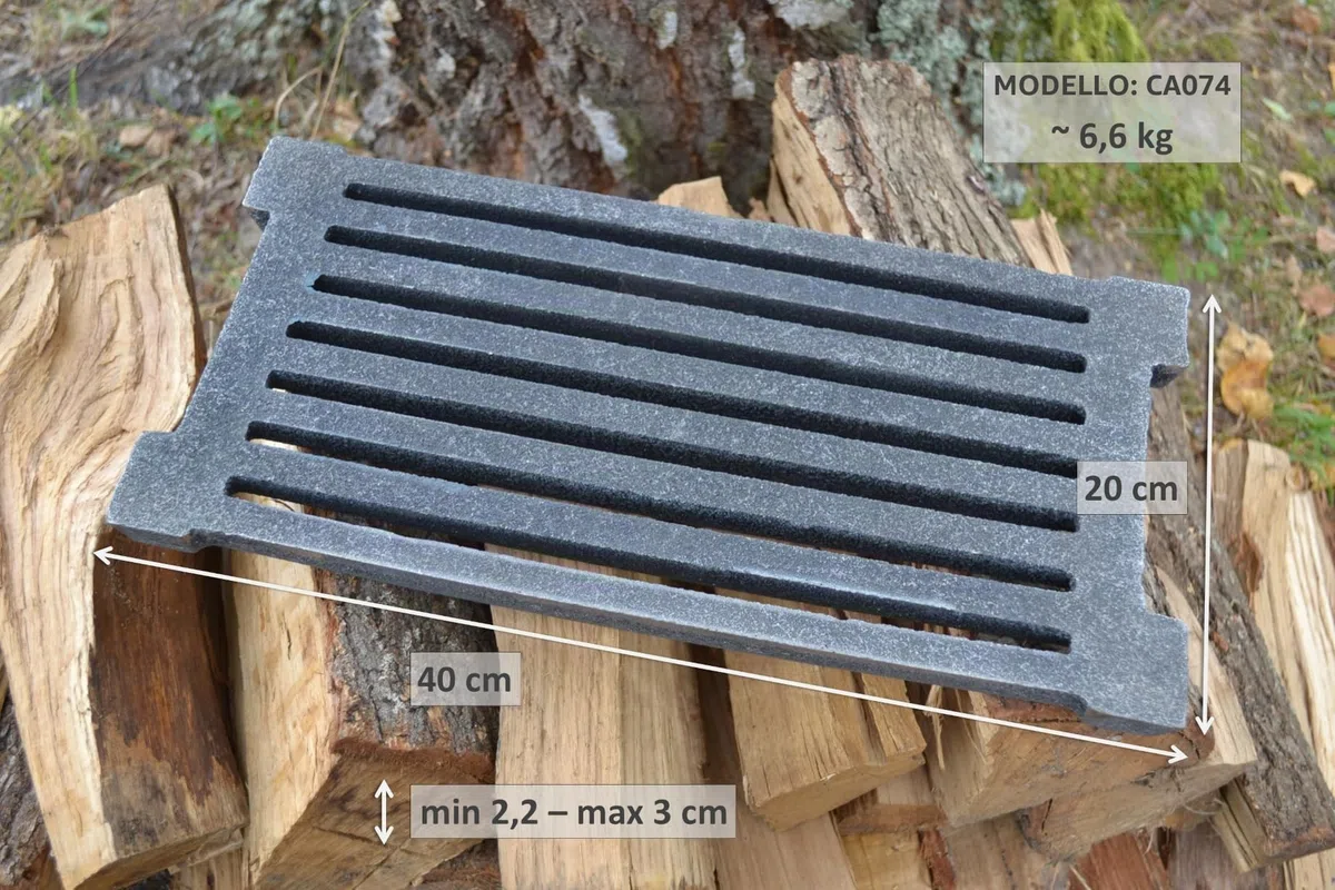 SEZAM Griglia in Ghisa 40 x 20 cm per Forno e Cenere - Adatta per Camino e Stufa - Diversi Diametri