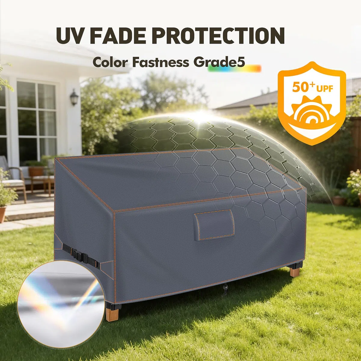 Copertura per Panca da Giardino 2 Posti 133x70x63/86 cm, 420D | Grigio. Adatto per panche. Tessuto Oxford 420D impermeabile, antivento, anti-UV, con prese d'aria e protezione invernale.