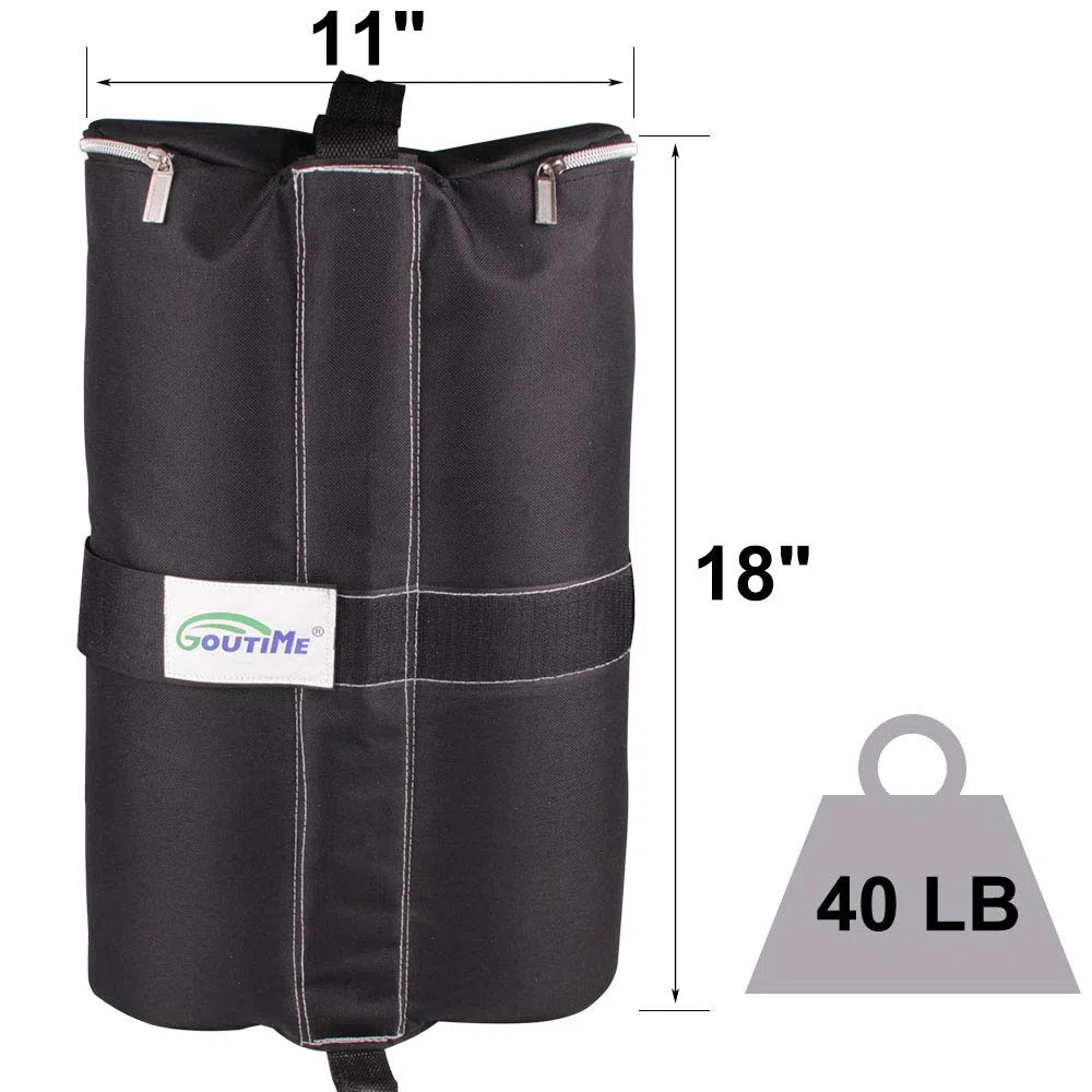 Goutime Pesi per tenda,4 Sacchi Di Sacchetto Di Sabbia Per Giardino Gazebo,La Capacità Massima Di Un Sacchetto Di 18 Kg Ancoraggio Per Tenda E Gazebo,per gambe Outdoor Ombrelloni,(Nero)