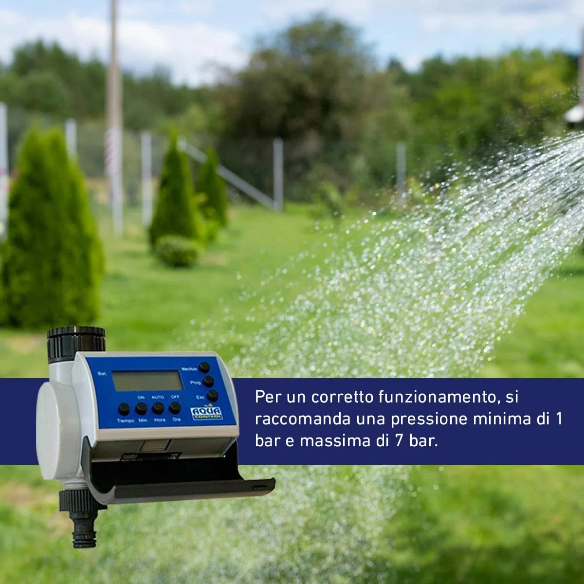 Aqua Control C4100 Programmatore d'Irrigazione per Giardino con display LCD fino a 8 Avviamenti al giorno