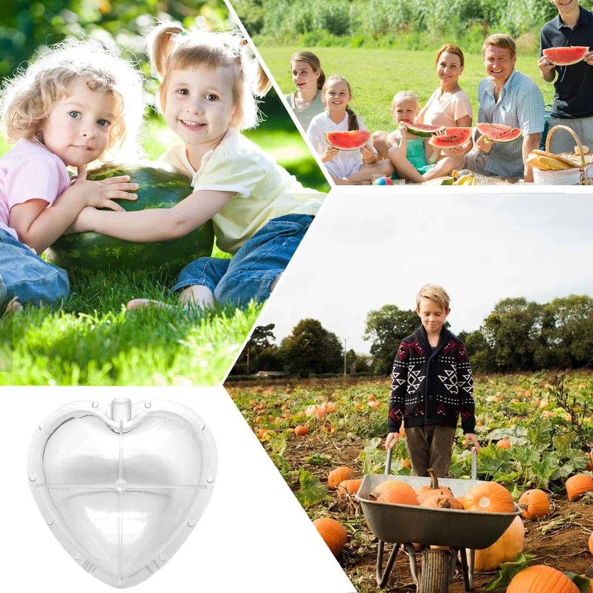 Stampo per coltivazione 'anguria a forma di cuore – strumento trasparente per modellare frutta con fori traspiranti | Stampo da giardino riutilizzabile per cuori, angurie e zucche | Coltivazione