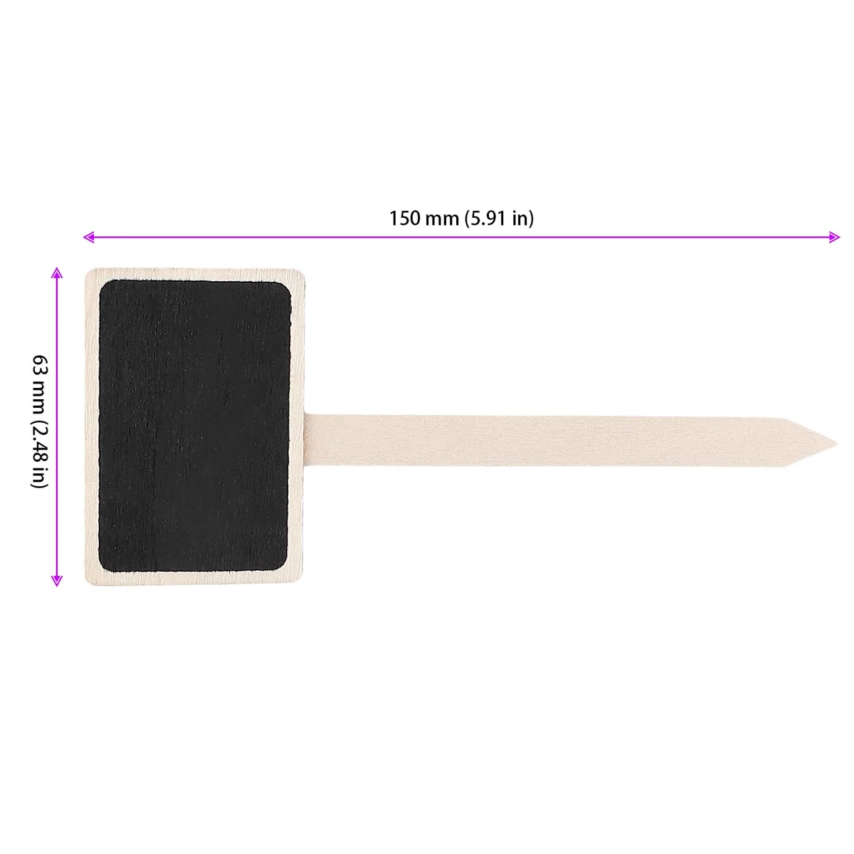 50 etichette per piante in legno da 15 x 6,3 cm, mini etichette nere per piante, a forma di T, per verdure, fiori, piante in vaso