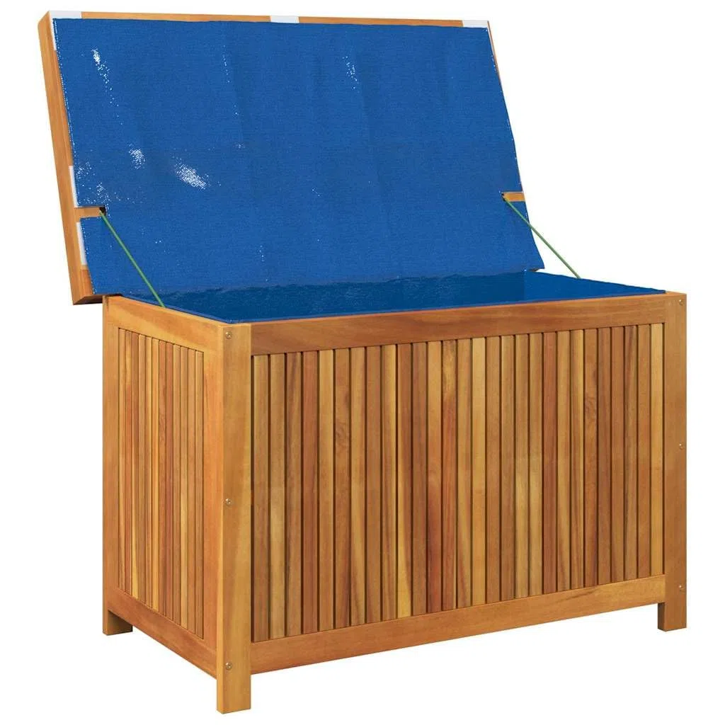 Gecheer Scatola per Cuscini da Esterno, Contenitore di stoccaggio con Coperchio e Borsa Impermeabile, 90 x 50 x 60,5 cm, Legno massello di Acacia, per Arredamento Giardino e terrazza
