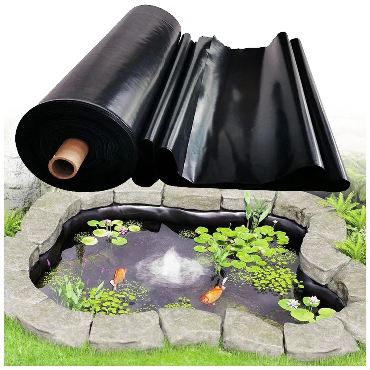 Protezione UV nero stagno 0,12 mm di spessore per pesci e KoiDurable copertura impermeabile per piscine stagni e giardini acquatici Disponibile nelle dimensioni da 2,5 x 7 m a 8 x 10 m (26 x 32,8
