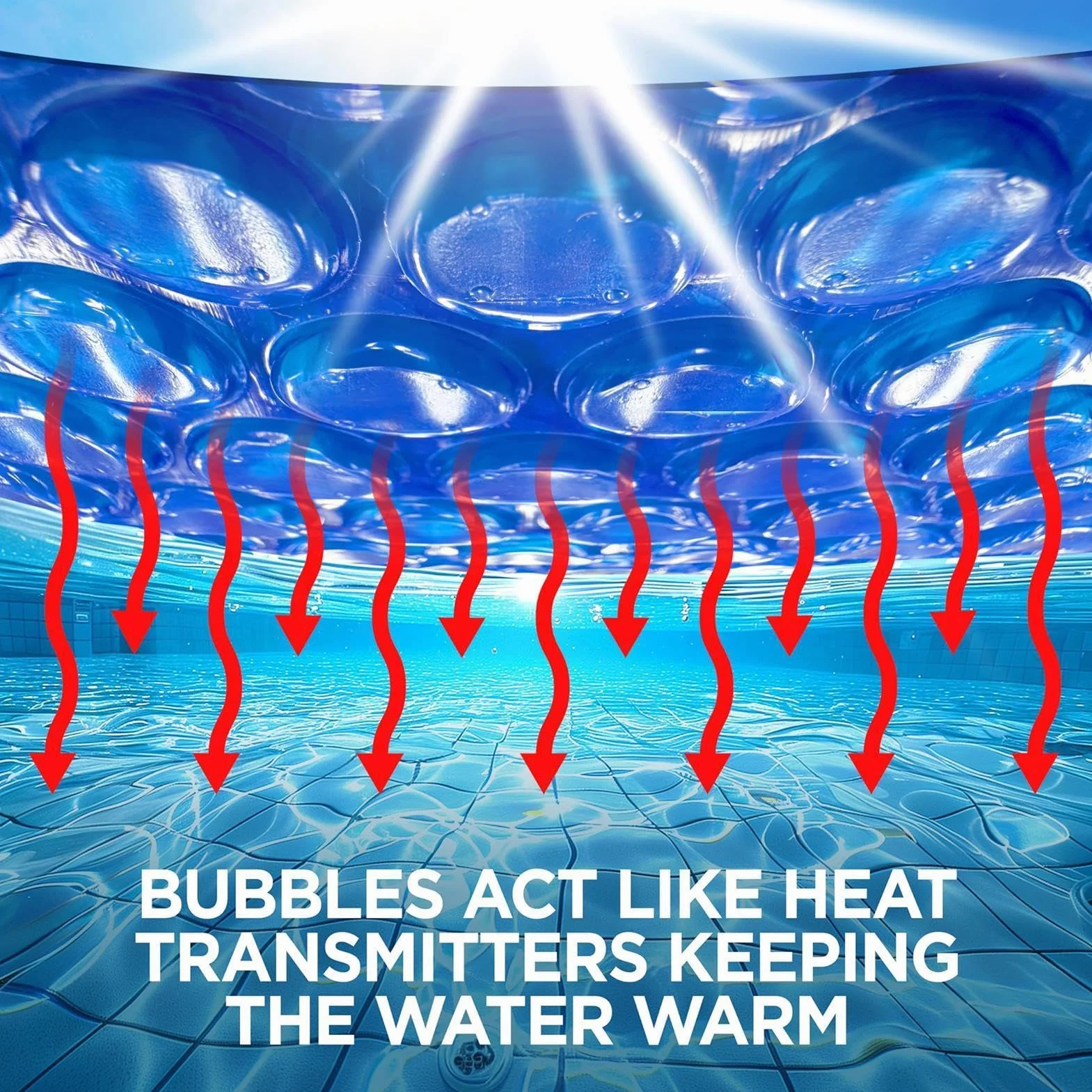 Protezione solare per piscina - Supporto termico pesante, coperta solare, pellicola isolante per piscina, adatta per sotterraneo e fuori terra, inverno, estate, terreno, nuoto nel terreno