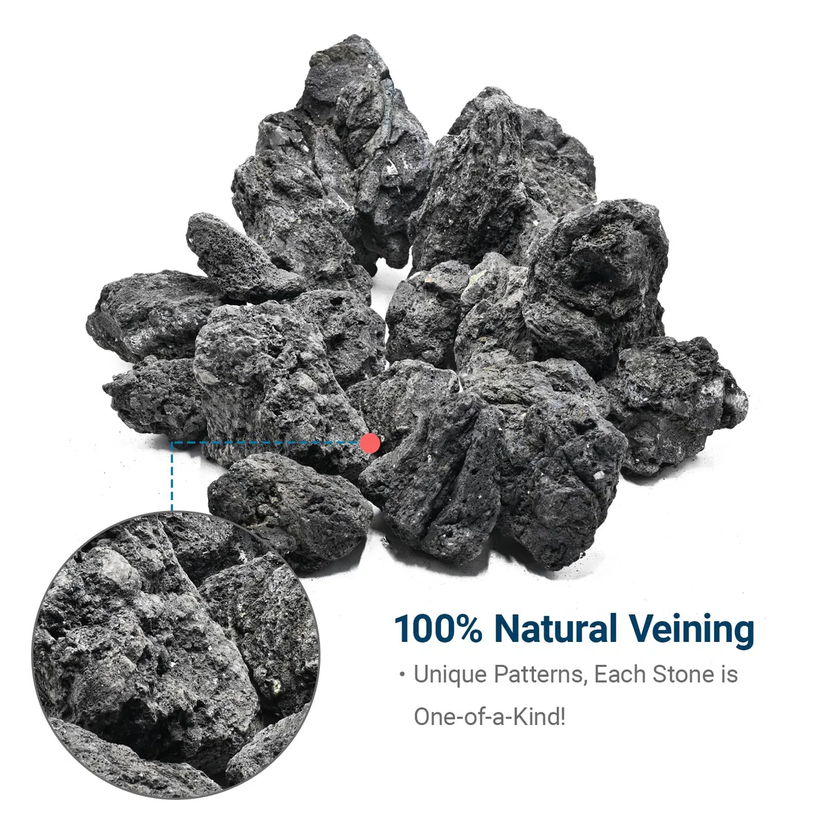Pietre laviche vulcaniche naturali per braciere da 10,2 - 22,9 cm, rocce naturali per braciere, set di tronchi di gas, camini, paesaggistica decorativa e progetti di giardino all'aperto, 6-7