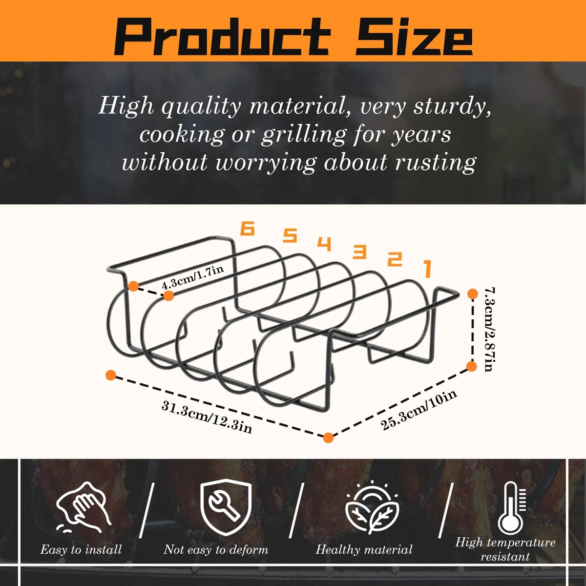 Supporto per Costolette Barbecue, Supporto Bistecche e Costine, Porta Costolette BBQ, per Arrosto Bistecca, per 4 Costolette di Ricambio Croccanti dalla Griglia e dal Forno
