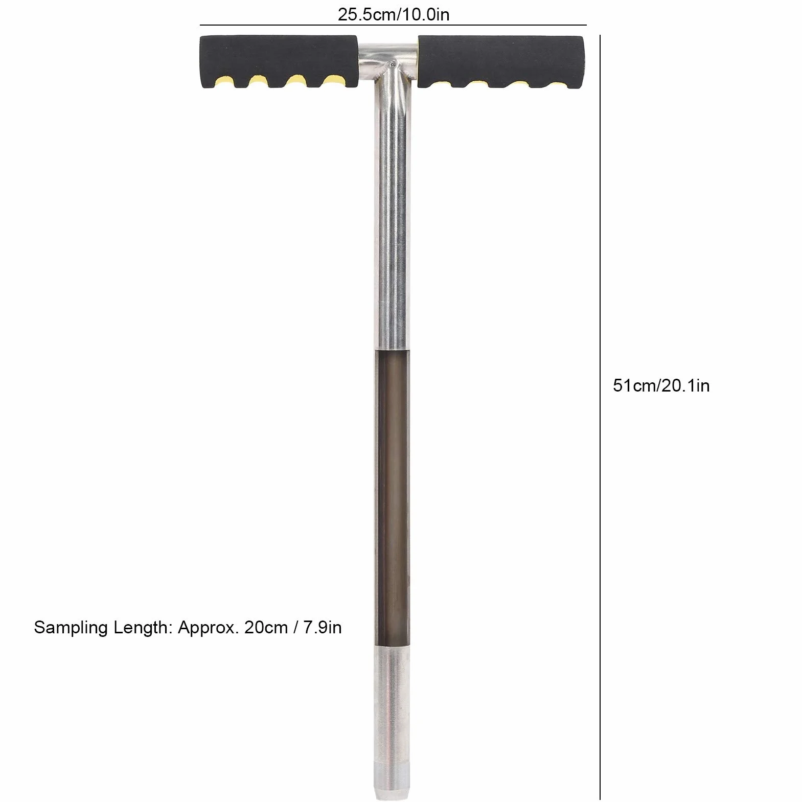 Wakects Soil Sampler Sonda 51 cm, Sonda per Campionamento del Suolo in Acciaio Inox, T-Style Manico, Sampler per Sonda da Suolo per Mazze da
