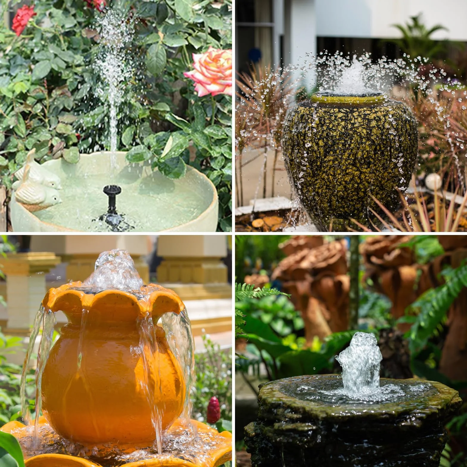 AISITIN Fontana Solare da Giardino Esterno 2,5W mit 1,2M Tubo dell'Acqua DIY Fontana Solare per Laghetto con 6 Ugelli Pompa Acqua Energia Solare per Bagno per Uccelli,Decorazione del Giardino(1pezzo)