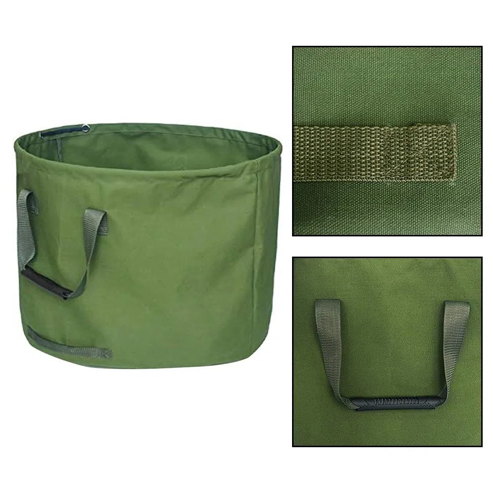 ZYWUOY Grande borsa da giardino per foglie, in tela resistente, con cinghie rinforzate per foglie, frutta e verdura, 56 x 46 cm, raccoglitore di detriti all'aperto