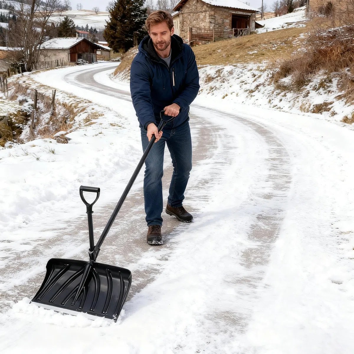 Pala Da Neve Resistente Raschietto Ampio Con Manico Antiscivolo | Pala Ergonomica Per Rimozione Neve Per Viale Sentiero Campeggio Casa Garage Cortile Giardino Inverno Fango