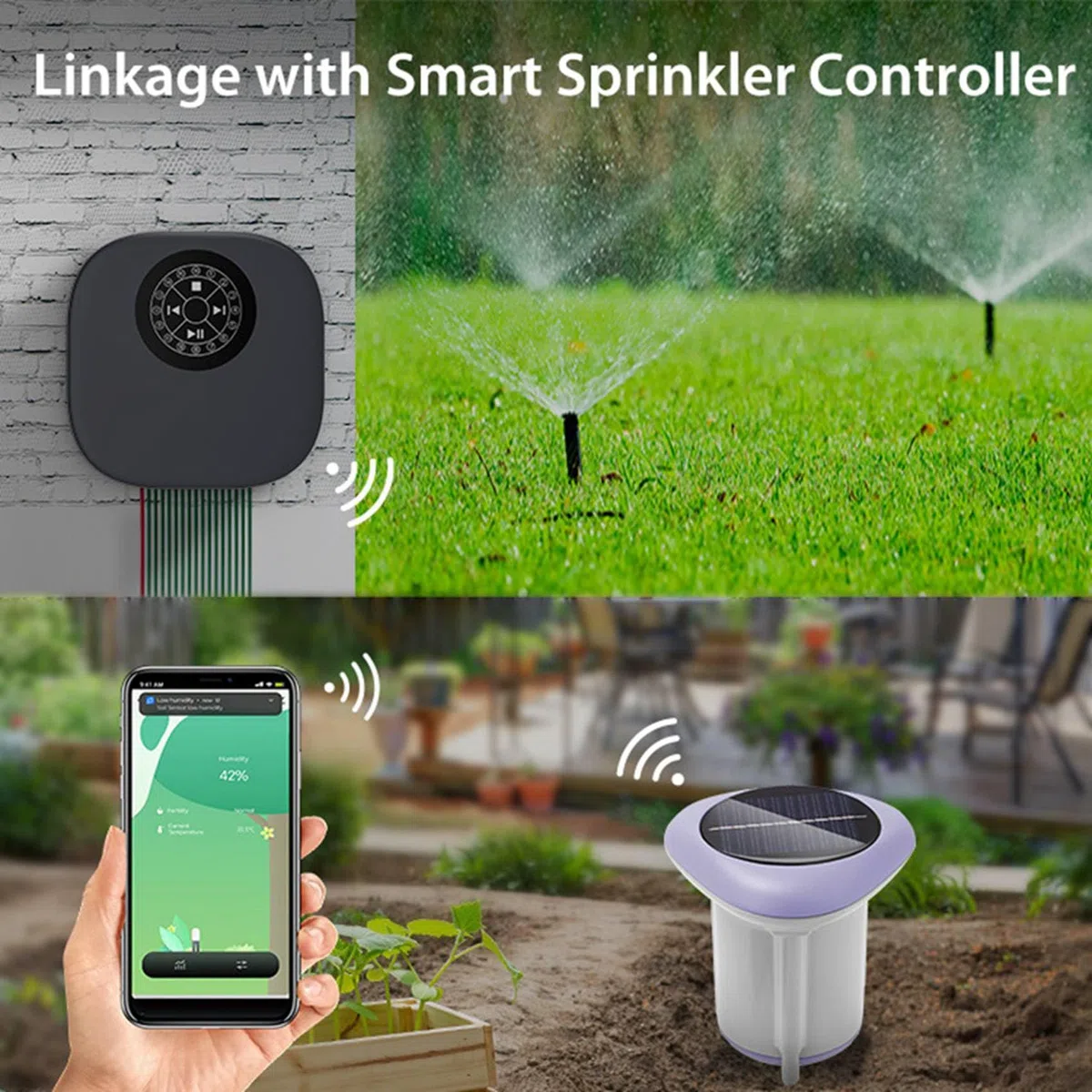 2X Sensore Solare per Terreno Tuya Smart Zigbee per Misurazione Della Temperatura e 'Umidità del Giardinaggio Controllo APP Termometro Digitale per Terreno