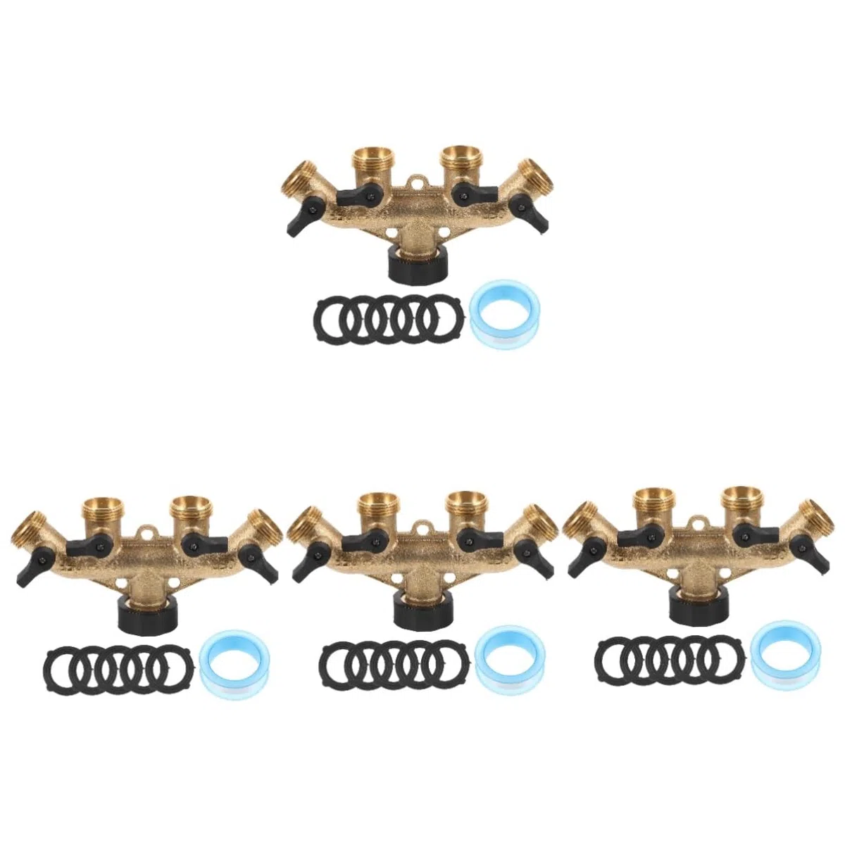 DOITOOL 4 Set Di Divisori Per Tubi Flessibili Da Esterno Divisori Per Rubinetti Da Giardino Raccordi A Innesto Rapido - Connettore in Ottone
