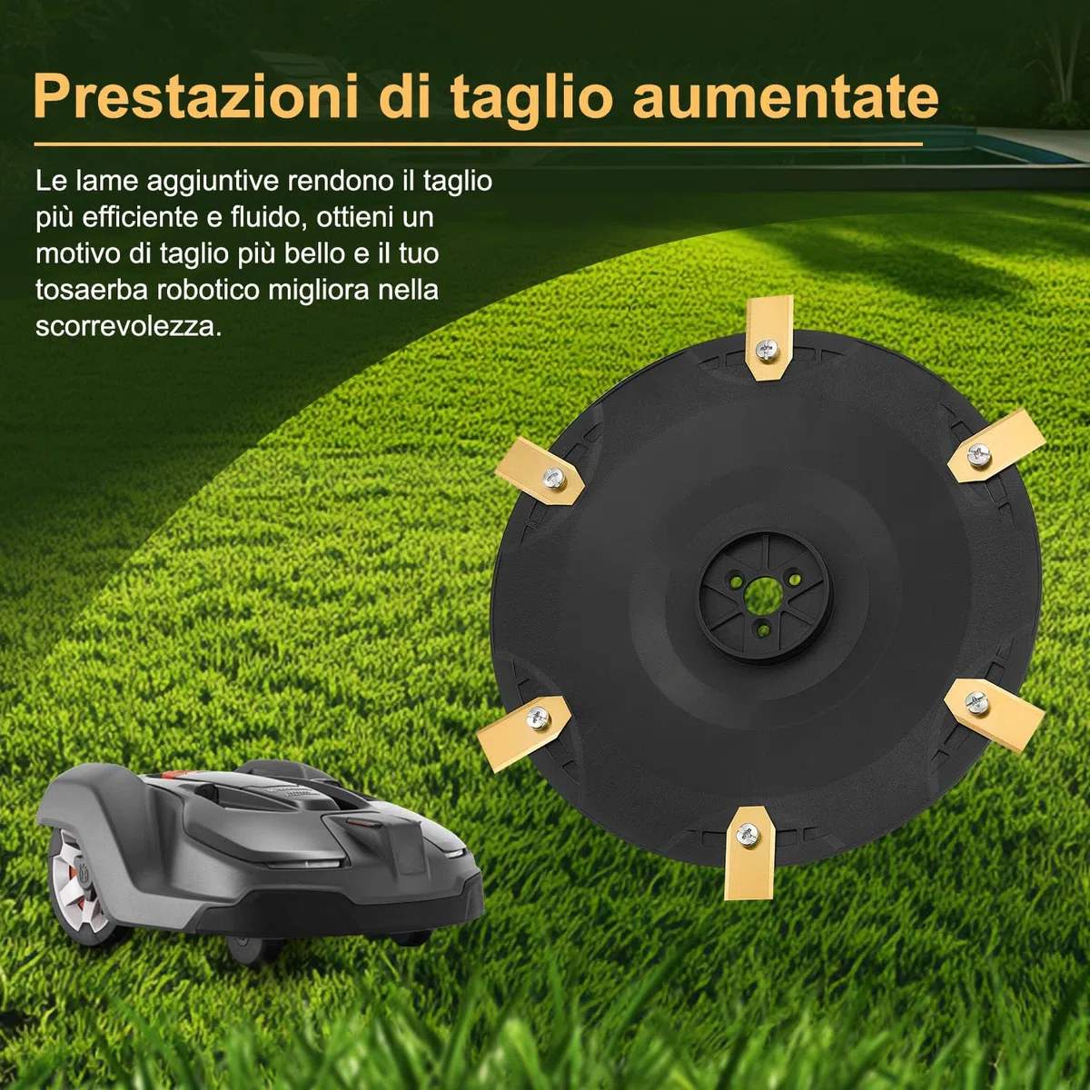FourShow 【Taglio più Efficiente】 Platti Lama Robot Rasaerba 6 Lame di Ricambio Compatibili con Husqvarna G3-P2 Automower 320, 330X.