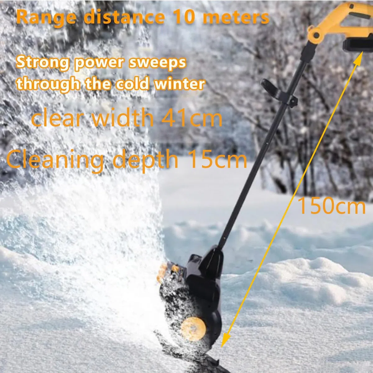 Pala da Neve Senza Fili, 21 V | 41 cm | Spazzaneve Senza Fili da 2 Ah, spazzaneve a Batteria con Impugnatura Anteriore Regolabile (2 batterie e caricabatteria rapido Inclusi)